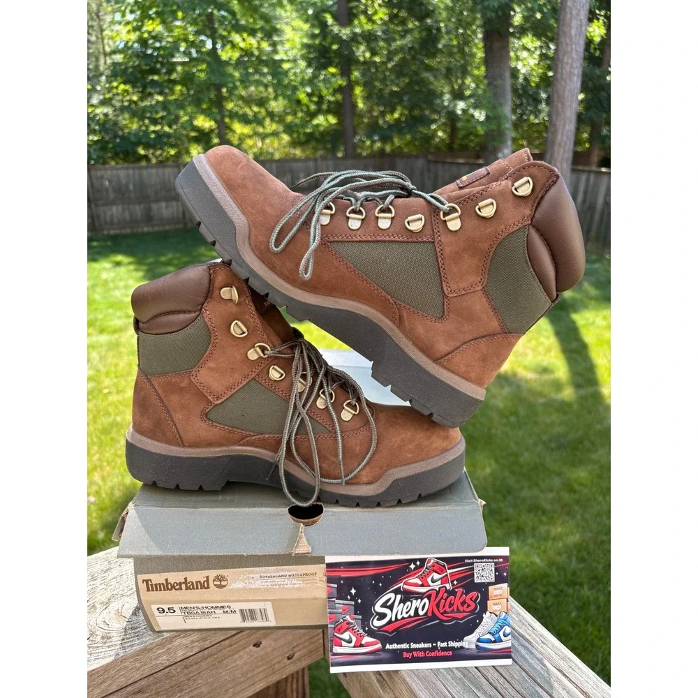 Timberland Field Boots Mens 9.5 Brown Green Waterproof Primaloft A18AH